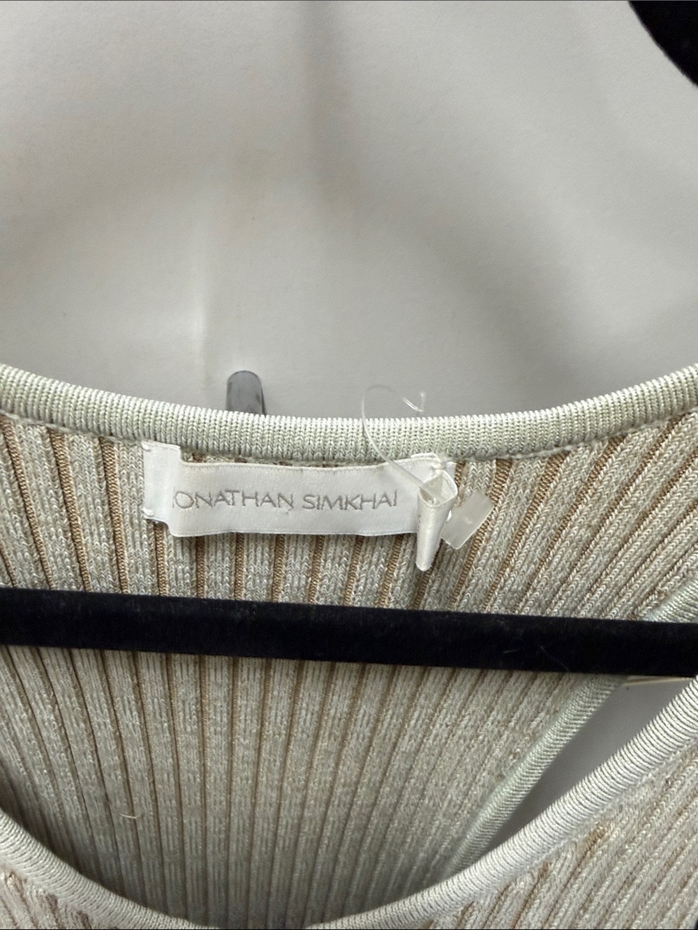 Jonathan Simkhai Ribbed Midi Dress in Beige and White - Picture 2 of 4